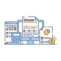 flache artillustration der geschäftsdatenanalyse, grafische darstellung vektor