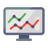 Trenddiagramm im Monitor, flaches Symbol für Datenanalyse vektor