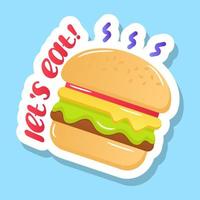ein Burger-Aufkleber-Design, Fast-Food-Konzept vektor