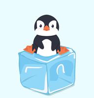 Söt pingvin på isbit