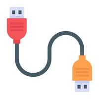 Einzigartige flache Ikone des USB-Kabels, editierbarer Vektor