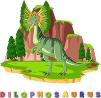 dinosaurieordkort för dilophosaurus vektor
