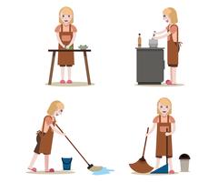 Dienstmädchen und Housekeeping Work Set vektor