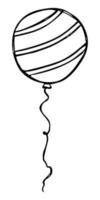 hand gezeichnete fliegende ballonillustration lokalisiert auf einem weißen hintergrund. Geburtstagsfeier-Ballon-Doodle. Feiertagscliparts. vektor