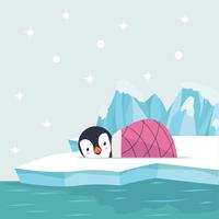 Pingvin som sover i nordpolen Arktis vektor