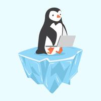 Pinguin mit Notebook auf Eisscholle vektor