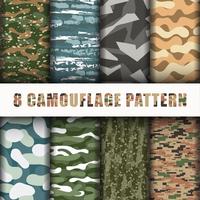 8 Bakgrundssamling för kamouflagemönster vektor