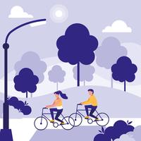 par i park ridning cyklar avatar karaktär vektor
