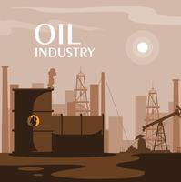 Ölindustrieszene mit Derrick vektor