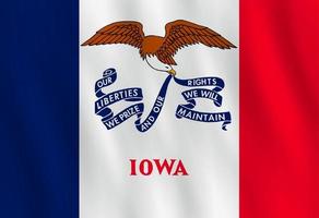 iowa USA-statsflagga med viftande effekt, officiell proportion. vektor