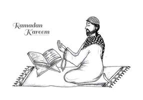 hand zeichnen ramadan kareem oder ramazan mubarak skizzendesign vektor