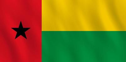 Flagge von Guinea-Bissau mit Weheffekt, offizielle Proportionen. vektor