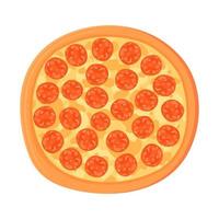 traditionelle italienische peperoni-pizzaillustration der karikatur. fast food, junkfood-konzept. isoliert auf weißem Hintergrund. vektor