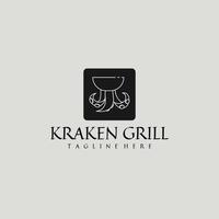 Inspiration für das Design des Kraken-Grill-Logos. flache moderne Restaurant-Logo-Vorlage. Vektor-Illustration vektor
