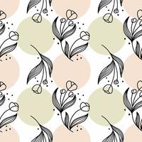 seamless mönster för att sy kläder och trycka på tyg. blommig prydnad. grenar och gräs. vektor illustration i doodle stil. handritad ritning.