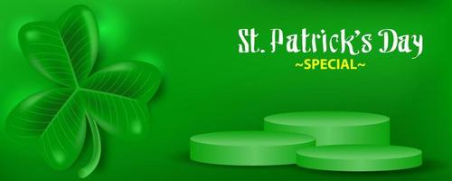 st patricks day special promotion banner. rund podium på grön bakgrund. vektor illustration.