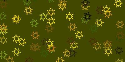 ljusgrön, gul vektor bakgrund med virussymboler.