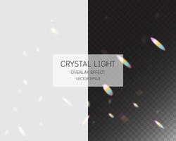 Kristalllicht-Overlay-Effekt. abstrakter Lichtüberlagerungseffekt lokalisiert auf Hintergrund. Vektorillustration. vektor