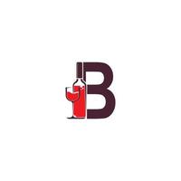 Buchstabe b mit Weinflaschen-Symbol-Logo-Vektor vektor