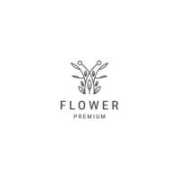 Flacher Vektor der Naturblumenlinie Logoikonendesignschablone