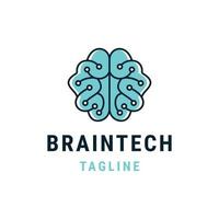 Brain Technology Line Logo-Konzept, flache Icon-Design-Vorlage vektor
