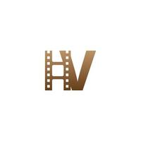 bokstaven v med filmremsa ikon logotyp formgivningsmall vektor