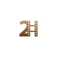 Nummer 2 mit Designvorlage für das Logo des Filmstreifensymbols vektor