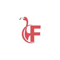 bokstaven f med flamingo fågel ikon logotyp vektor