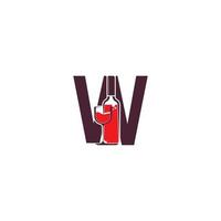 bokstaven w med vinflaska ikonen logotyp vektor