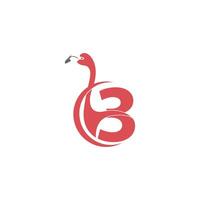 nummer 3 med flamingo fågel ikon logotyp vektor