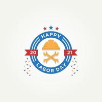 happy labor day logotyp etikett emblem design vektor