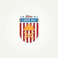 Happy Tag der Arbeit Feier Emblem Logo-Design vektor