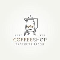 kafé med vattenkokare och minimalistisk logotyp för bönor vektor