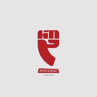 bokstav honom logotyp med knuten näve logotyp inspiration. logotyp maskulin med hand och röd färg. vektor