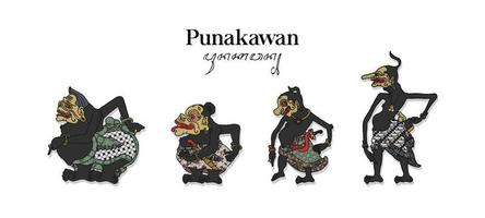 isolierte punakawan wayang illustration. handgezeichnete indonesische Schattenpuppe. vektor