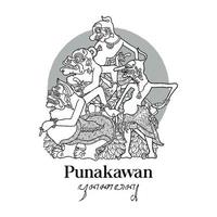 Schwarz-Weiß-Punakawan-Wayang-Illustration. handgezeichnete indonesische Schattenpuppe. vektor
