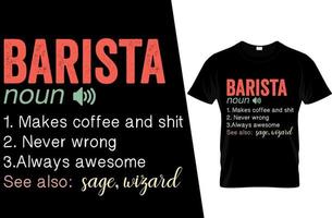 Barista lustiger Definitionst-shirt Entwurf vektor