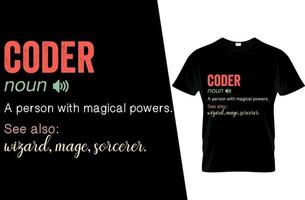Coder lustiger Definitionst-shirt Entwurf vektor