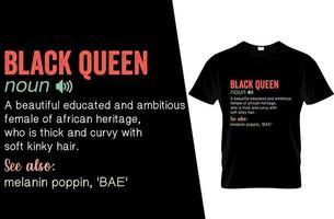 Definitionst-shirt Entwurf der schwarzen Königin lustiger vektor