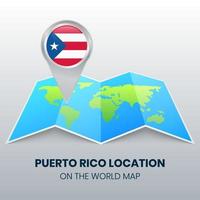 Standortsymbol von Puerto Rico auf der Weltkarte, rundes Stiftsymbol von Puerto Rico vektor