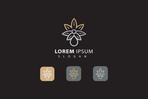 goldener und silberner lotus mit wassertröpfchenästhetik 3d modernes schönes spa-logo vektor