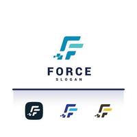 buchstabe f kreatives minimal force logo vektor