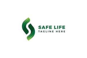 bokstavens gröna färg 3d safe life logotyp vektor