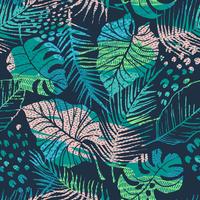 Seamless mönster av tropiska växter med mönster vektor