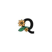 ein Brief mit Blumen-Symbol-Logo-Design-Vektor vektor