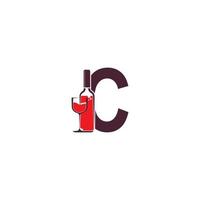 bokstaven c med vinflaska ikonen logotyp vektor