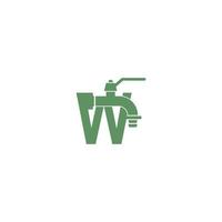 wasserhahn-symbol mit buchstabe w logo design vektor