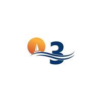 nummer 2 logo mit ozeanlandschaft symbolvorlage vektor