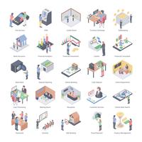 Bank People Isometric Icons vektor