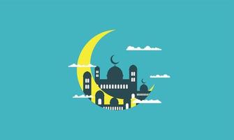 realistische ramadan kareem flache eid al-fitr illustration mubarak tapete hari raya aidilfitri vektor